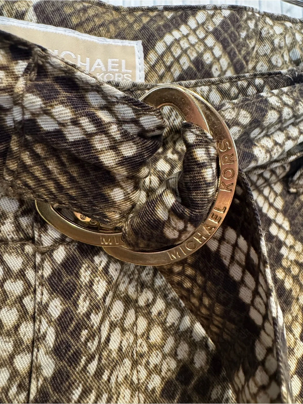 Snake-Print Women’s Casual Pants with Belt
